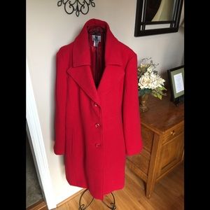 Red wool winter coat